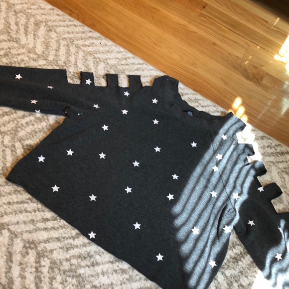 Five By Five Tops Sweatshirt With Cuts On Arms Grey With White Star Poshmark